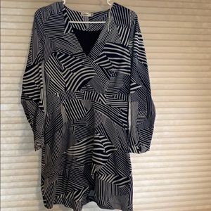 Blue and white striped dress